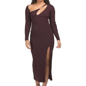 NWT Ginerva Double Rings Knit Midi Dark Plum Dress M